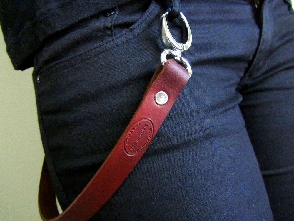 Black Leather Wallet Chain - Etsy