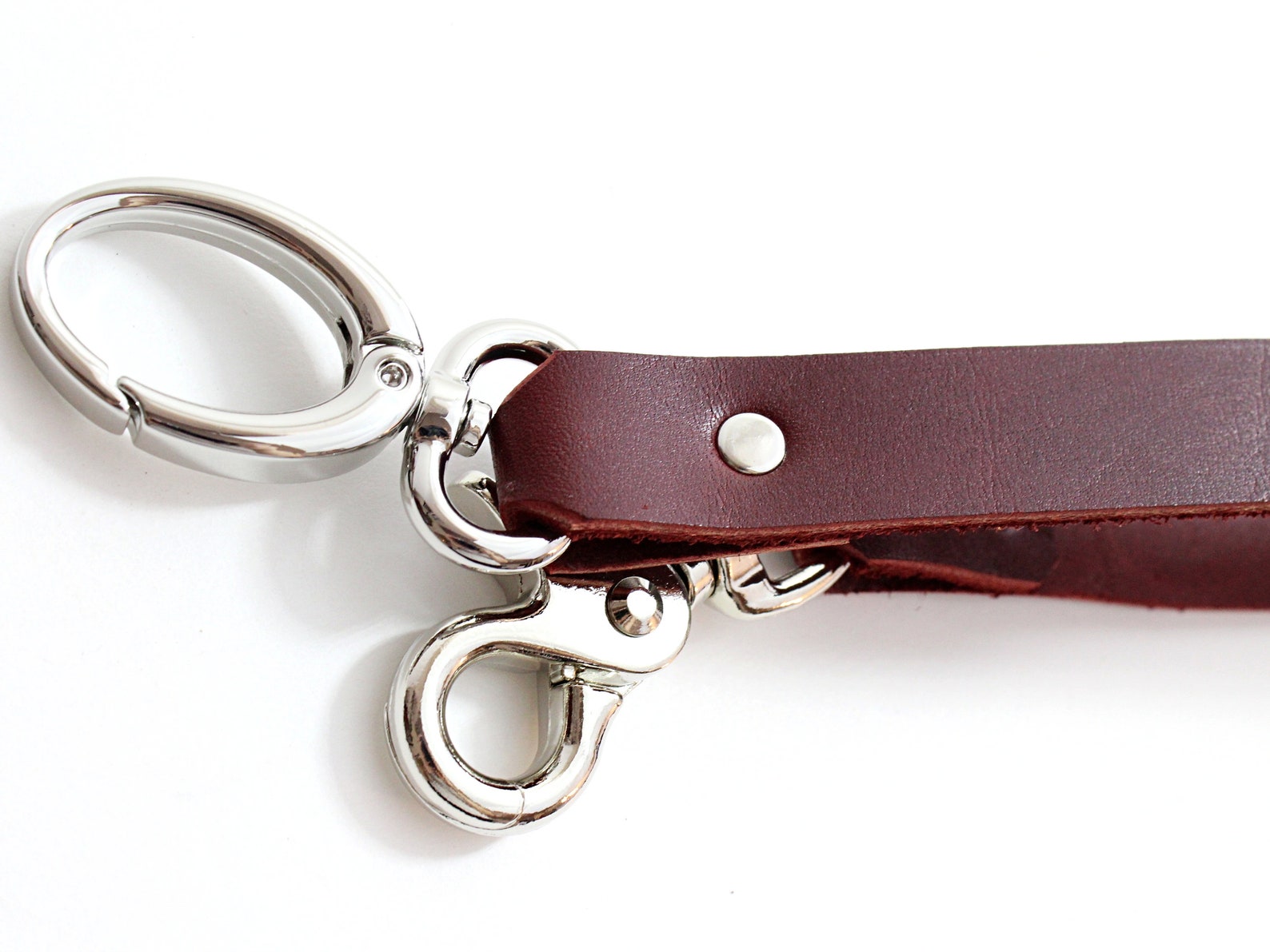 Leather Wallet Chain With Oval Clip Men's Leather - Etsy