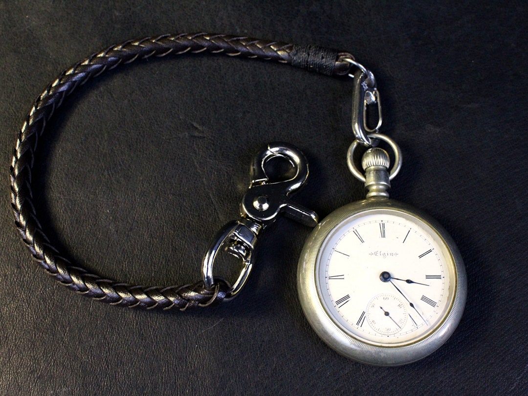 Pocket Watch Chain / Braided Leather Pocket Watch Strap / Chain for
