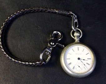 Pocket Watch Chain / Braided Leather Pocket Watch Strap / Chain for Pocket Watch / Pocket Watch Case