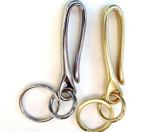 Mens Hook Key Chain Brass or Nickel