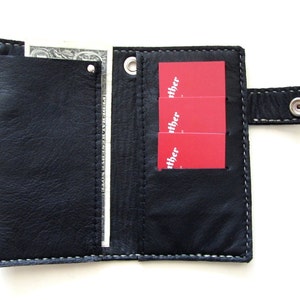 Black Leather Side Snap Wallet image 2