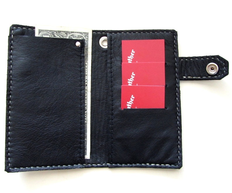 Black Leather Side Snap Wallet image 2