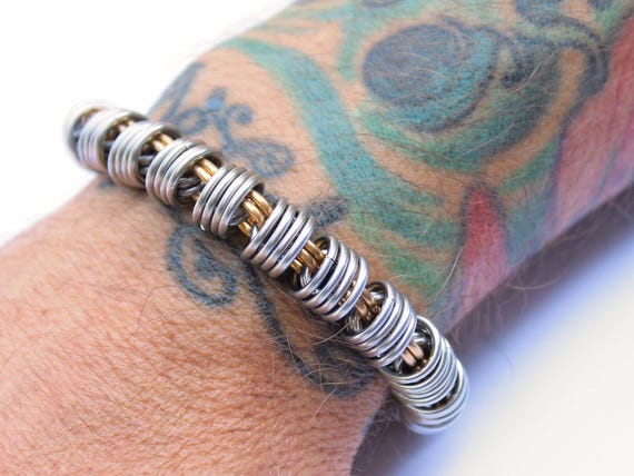 Bracelet Byzantin Homme, Gros Maillons Tressés En Acier Inox - Neuf Avec étiquettes