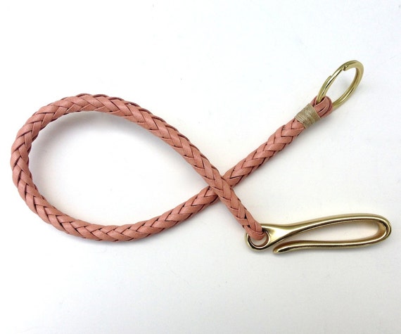 Brass Hook Leather Braided Wallet Chain, Mens Leather Accessories, Unique Wallet Chains, Men's Gifts, Braided Leather Key Chain