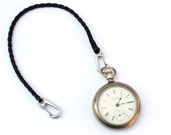 Pequeña cadena de reloj de bolsillo de cuero trenzado / correa de reloj de bolsillo de cuero / caja de reloj