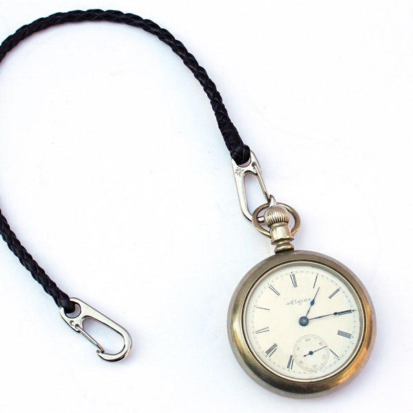 Small Braided Leather Pocket Watch Chain / Leather Pocket Watch Strap / Watch Case