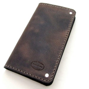 Cartera de hombre envejecida marrón Cartera de cuero para hombre personalizada de tamaño completo Ideas de regalo para él Cartera minimalista Carteras de cuero para hombres