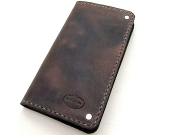Herenportemonnee verontrust bruin aangepaste lange full-size heren leren portemonnee cadeau-ideeën voor hem Minimalistische portemonnee leren portefeuilles voor mannen