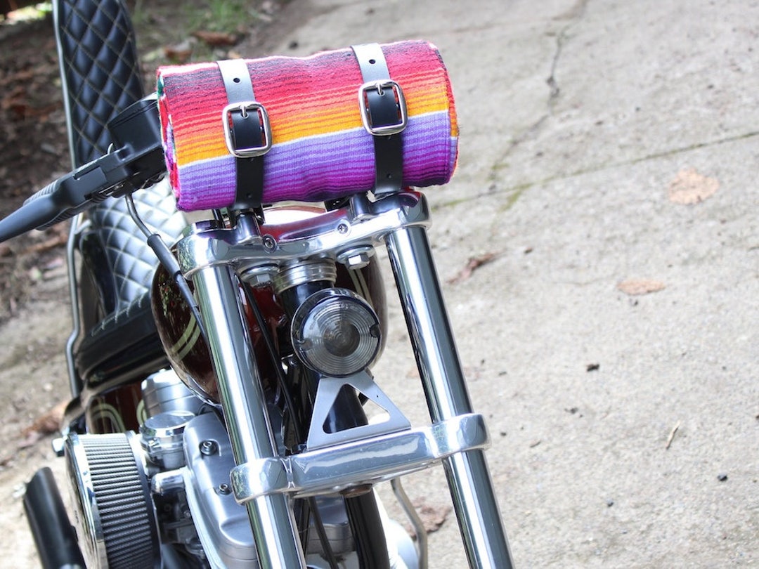 Leather Blanket Roll / Motorcycle Accessories / Hiking Gear / Etsy