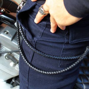 Doppelte Brieftasche Kette, Hand geflochtenes Leder, Herren Leder Brieftasche Kette, Geflochtene Leder Schlüsselanhänger, Zwei Ketten, Freund Geschenk