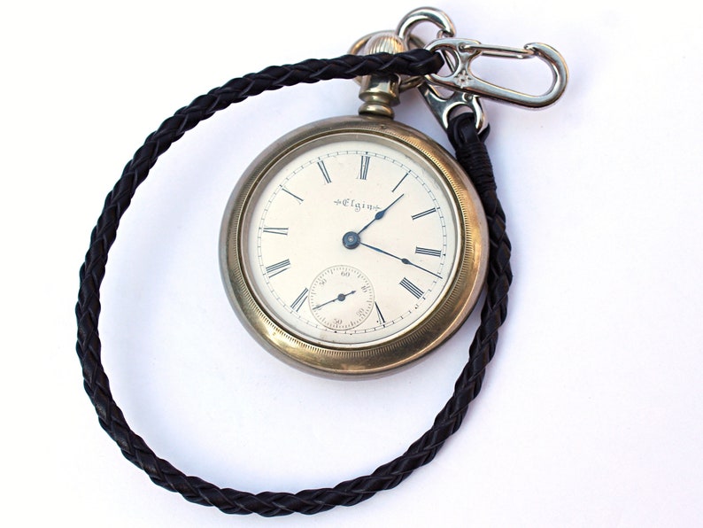 Small Braided Leather Pocket Watch Chain / Leather Pocket Etsy