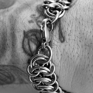 Mens Silver Bracelet / Stainless Steel Vertebrae Chain / Mens Wide ...