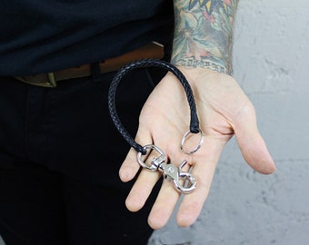 Long Jean Key Chain With Ball and Bike Chains ,punk Cyber Gothic Heavy  Metal Biker 
