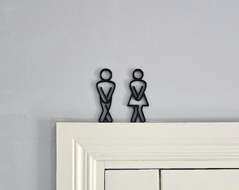 Grappige badkamerdeurborden set, 3D-geprinte toiletborden voor mannen en vrouwen