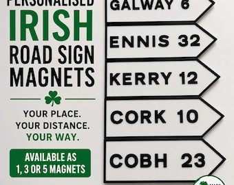 Personalised Irish Road Sign Magnet, Custom Place Name Fridge Magnet