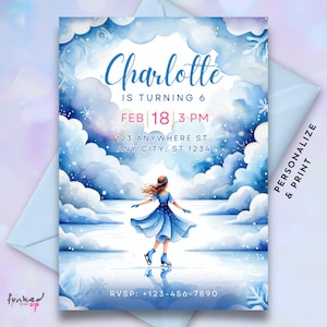 Ice Skating Party Birthday Invitation • Ice Skating Birthday Party Invite • Digital Download Printable Template