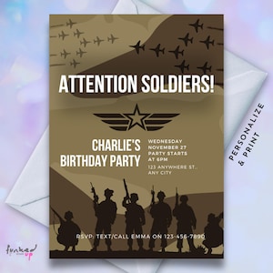 Army Birthday Invitation • Editable Military Kids Birthday Invite Party Printable Template Download