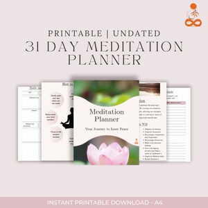 Printable Meditation Tracker | Daily Mindfulness Journal | Self-Care & Reflection Planner | Digital Download | Meditation Log PDF