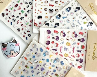 Pegatinas de uñas Love and deepspace, lindas, 5 personajes LADS, mini pegatinas Kawaii