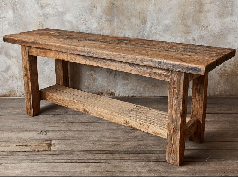 Solid Wood Console Table - Handmade Narrow Farmhouse Design, for ... - Exotic Wood Console Tables For Small Spaces