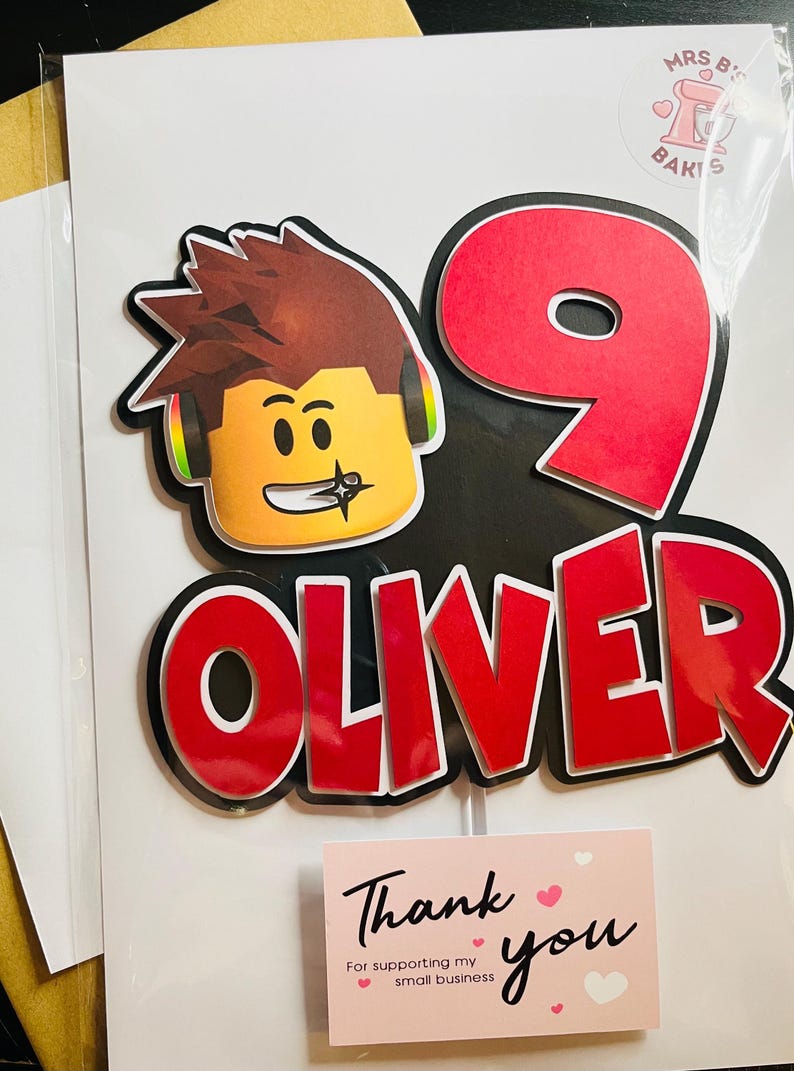 Personalised Roblox Cake Topper: Roblox Theme Party Decor bild 9