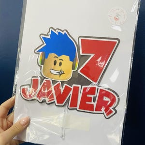 Personalised Roblox Cake Topper: Roblox Theme Party Decor bild 5