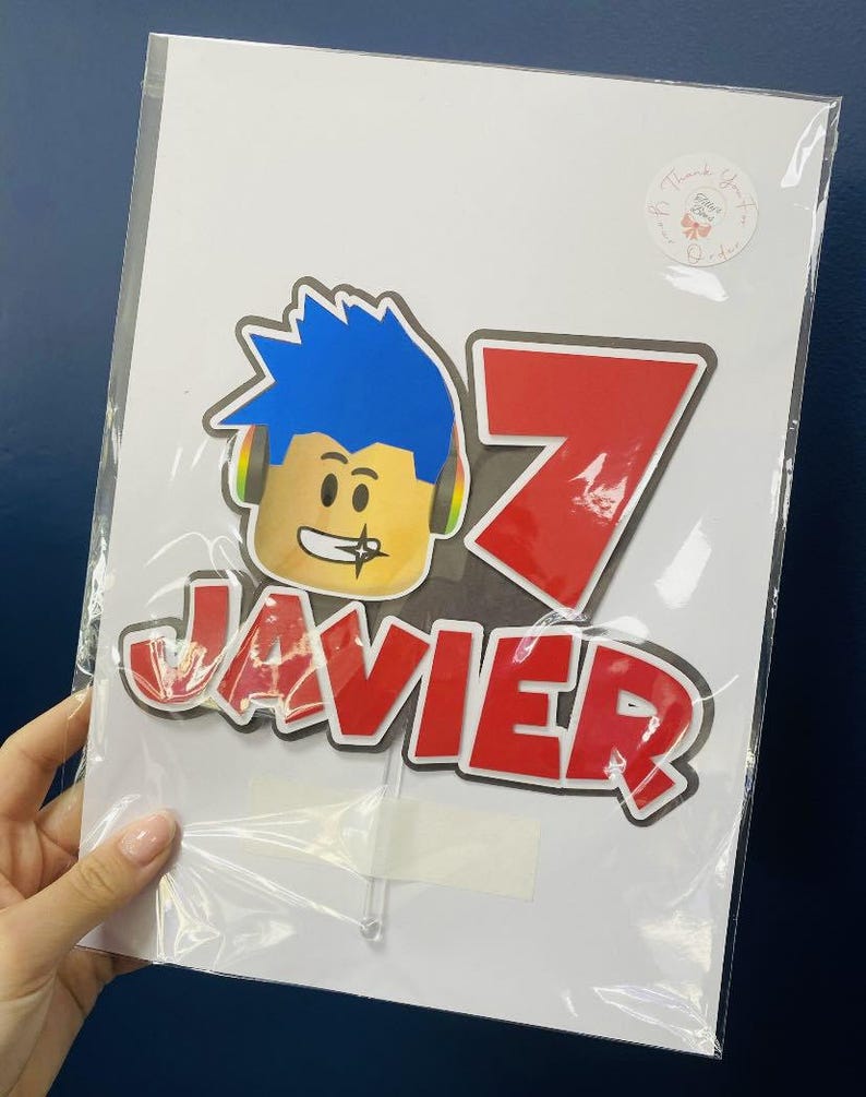 Personalised Roblox Cake Topper: Roblox Theme Party Decor bild 5