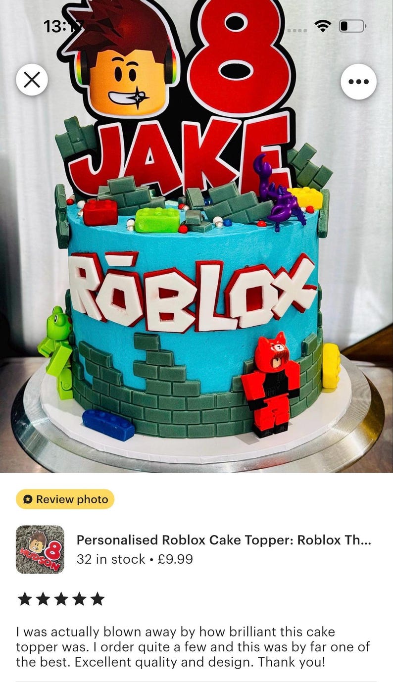 Personalised Roblox Cake Topper: Roblox Theme Party Decor bild 10
