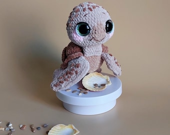 Plushie crochet turtle ornament. Amigurumi pattern stuffed animal.