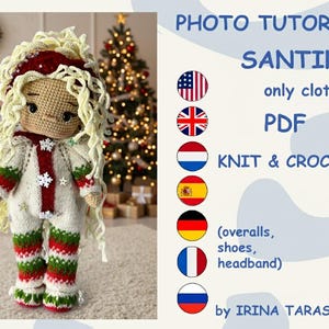 amigurumi doll pattern Santiny christmas winter clothes outfit set crochet pattern. CLOTHES ONLY, doll not included
