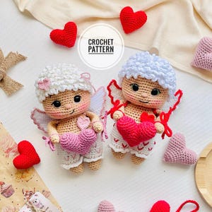 Crochet pattern Cupid amigurumi love toy heart angel toy Valentine's day pdf format plush