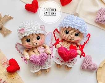 Crochet pattern Cupid amigurumi love toy heart angel toy Valentine's day pdf format plush