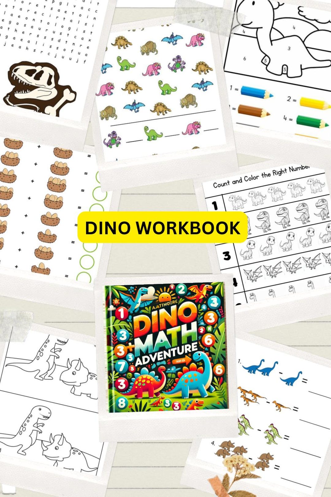 20 Page Dino Math Adventure| Fun and Educational Printable Workbook for ...