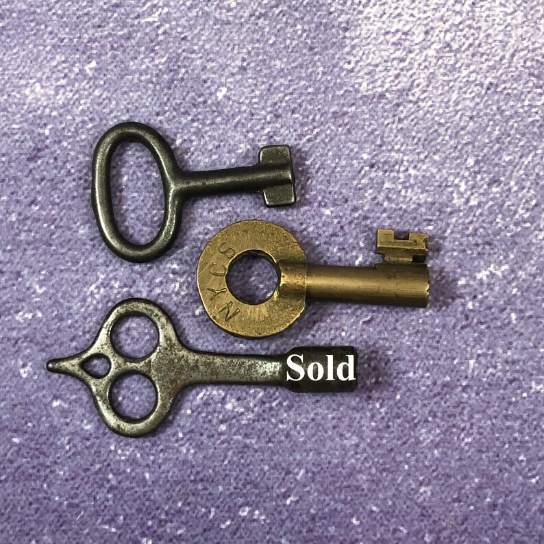 Rare Keys Double Bit Barrel Iron Key Brass New York Central Etsy