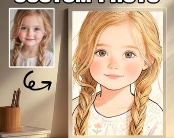 Ilustración personalizada de retrato estilo cuento de hadas, arte mural estilo cuento de hadas, arte familiar personalizado