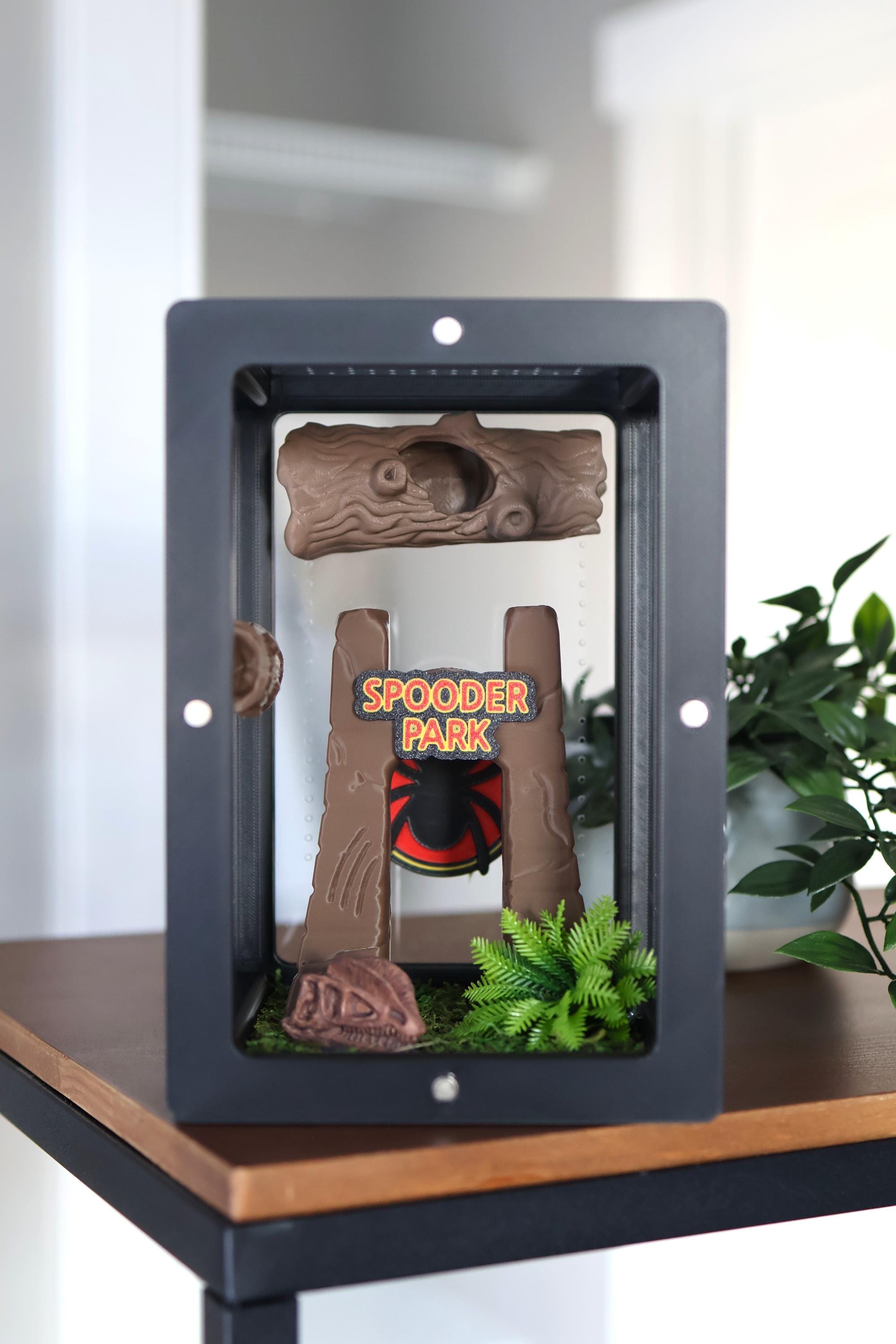 Decorated Jumping Spider Enclosure 7x4.7x4.7 - Dinosaur Theme