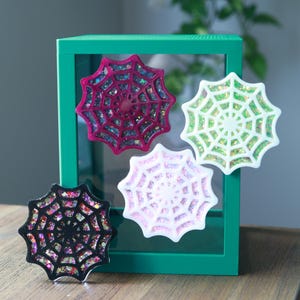 Behuizingsaccessoires springspin, magneet springspin, decoraties springspin, decormagneet springspin met glitter, spinnenweb