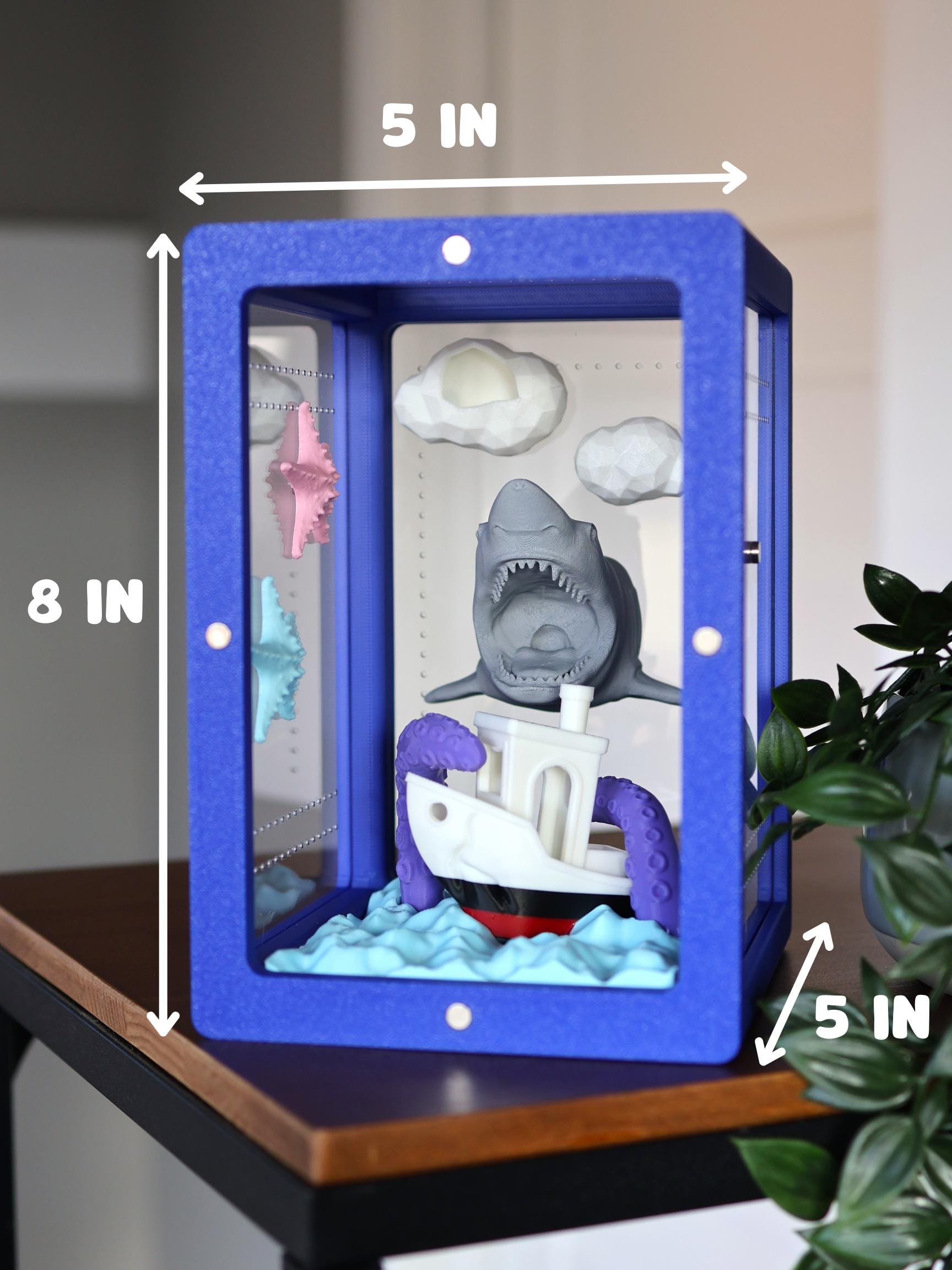 Decorated Jumping Spider Enclosure 5x5x8 - Ocean-themed 3D Printed