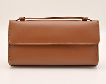 90s Style Leather Mini Tote Bag: Handmade Top Handle Clutch