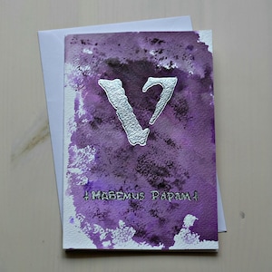 Handgeschilderde aquarel wenskaart, Papa V Perpetua, Habemus Papam, Spook, (1 van 3) uniek uit een gelimiteerde oplage, + envelop & sticker