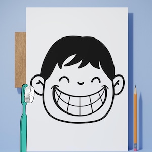 Brushing Teeth Practice Chart for Kids – Printable Boy with Big Mouth Activity for Dental Hygiene