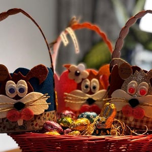 Handgemachte Osterkörbe für Kinder Osterkörbe Klein: Ca. 10 cm in T × 23 cm in H (einschließlich Appx 13 cm Griff)