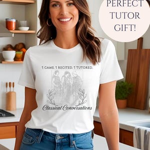 Cadeau T-shirt klassieke conversaties | End of Year CC Homeschool-T-shirt met gratis afdrukbare bedankkaart | CC-waarderingscadeau