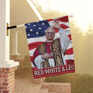 Bandiera rossa, bianca e del Leone / Bandiera cattolica di Papa Leone XIV / Decorazione patriottica cattolica / Regalo per padrini / Regalo per l'ordinazione / Decorazione per la casa cattolica