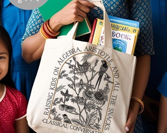 Homeschooling Mom, Classical Education Homeschool Cotton Canvas Tote Bag - Tutor Director Book Bag, Foundations Essentials Challenge,