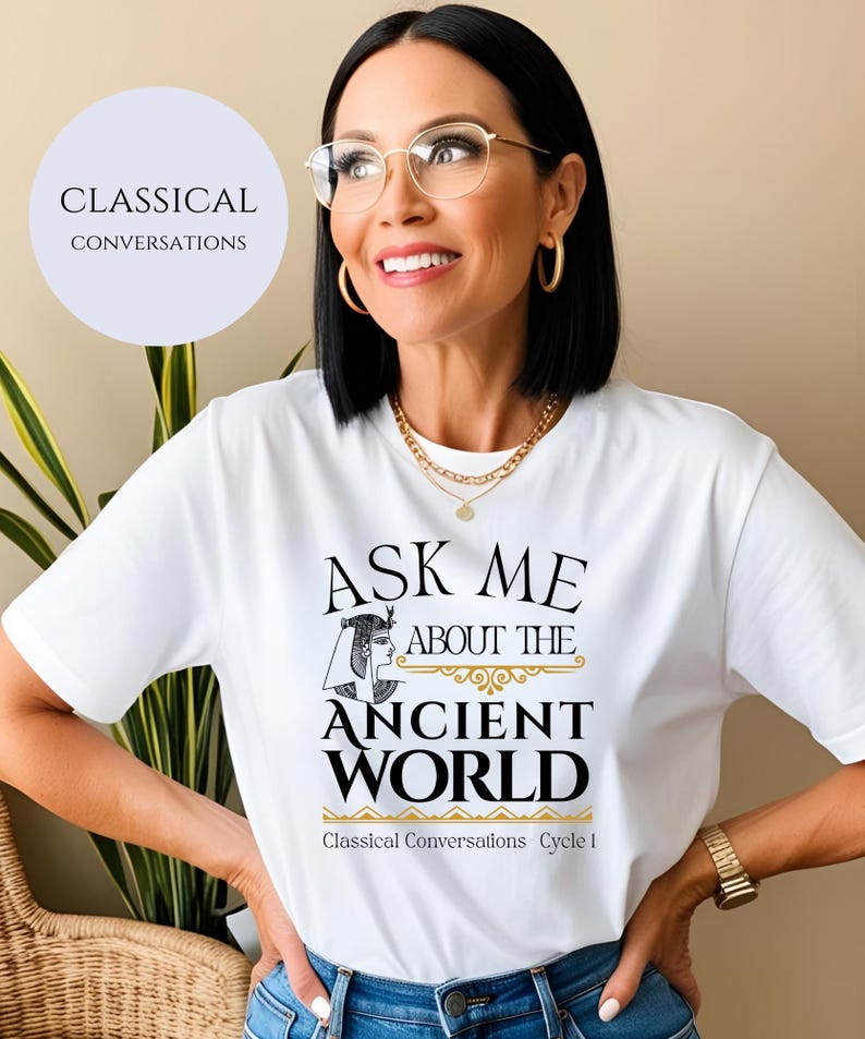 Ask Me About the Ancient World Shirt | Classical Conversations Cycle 1 | Homeschool History Tee | CC Student Gift, CC Tutor Gift image 3