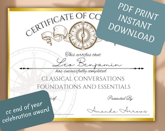 Classical Conversations Completion Certificate: Homeschool Award (PDF)