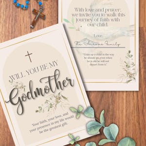 Tarjeta imprimible "¿Quieres ser mi madrina?" / Propuesta de padrino católico / Regalo de madrina, descarga digital de bautismo, tarjeta de madrina bohemia