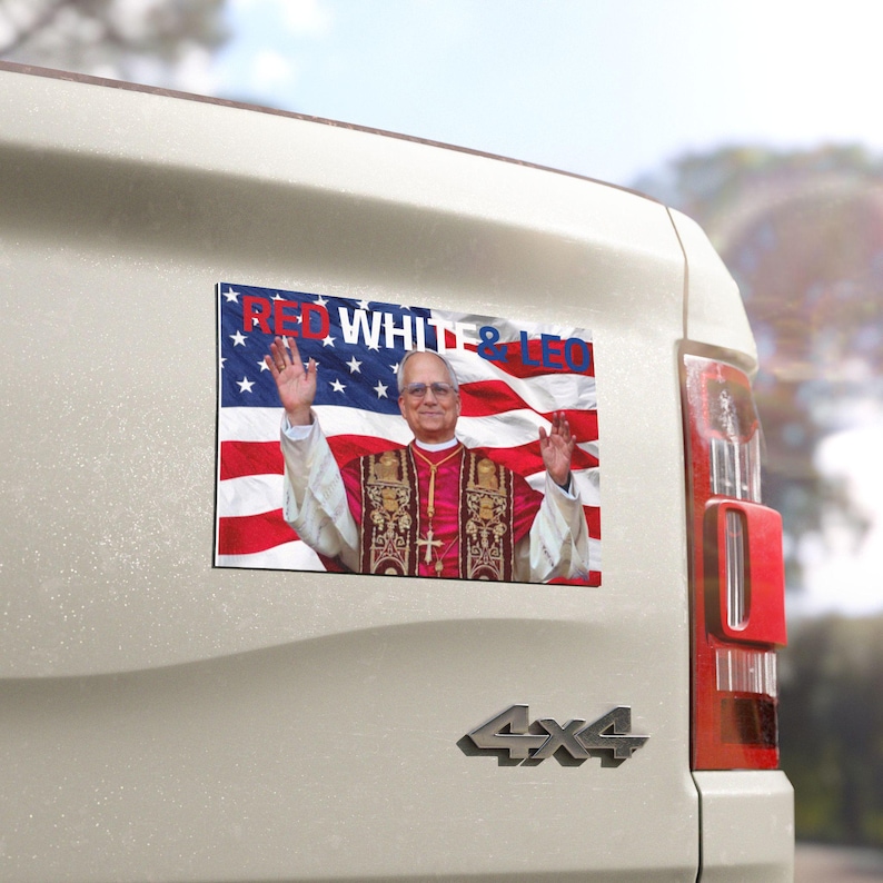 Pope Leo XIV Bumper Sticker | Funny Catholic Sticker | Red White and ...
